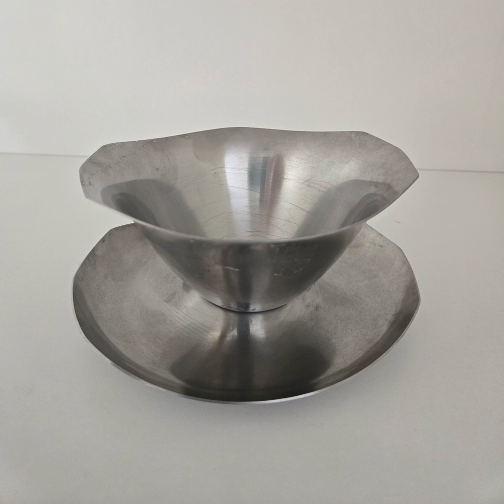 Vintage Monarch Japan 18/8 Stainless Steel Chip & Dip Serving Bowl Mid-Century